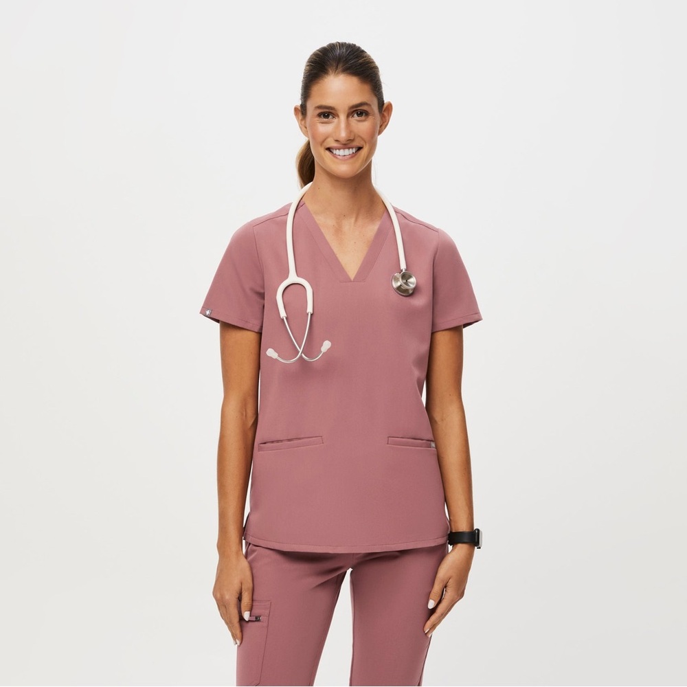 Figs Mauve Casma Scrub Top XL